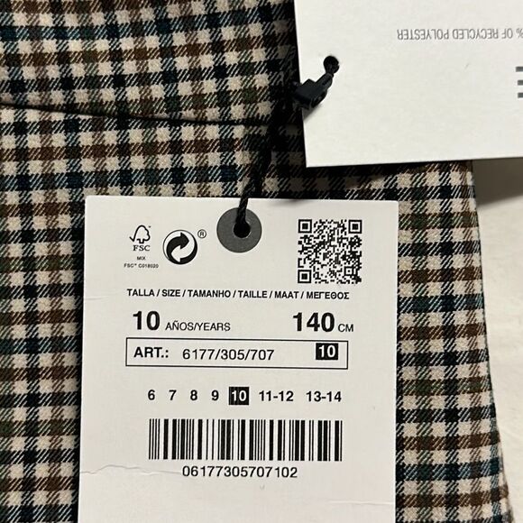 ZARA Kids | Taupe Brown | PLAID BOX PLEAT SKIRT - Picture 9 of 9